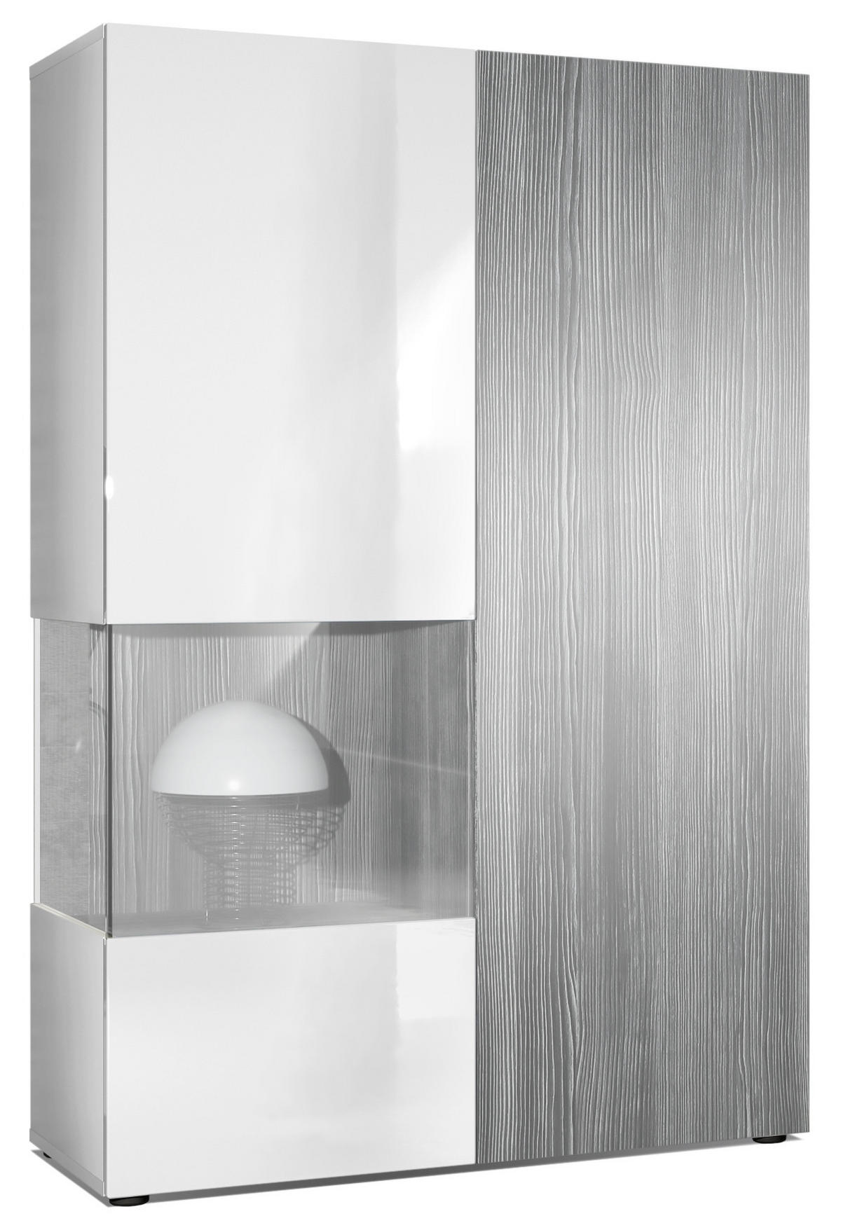 VITRINE Morena Tür und Einsatz in Avola-Anthrazit - Anthrazit, Holzwerkstoff (91.5/136.5/37cm) - Vladon