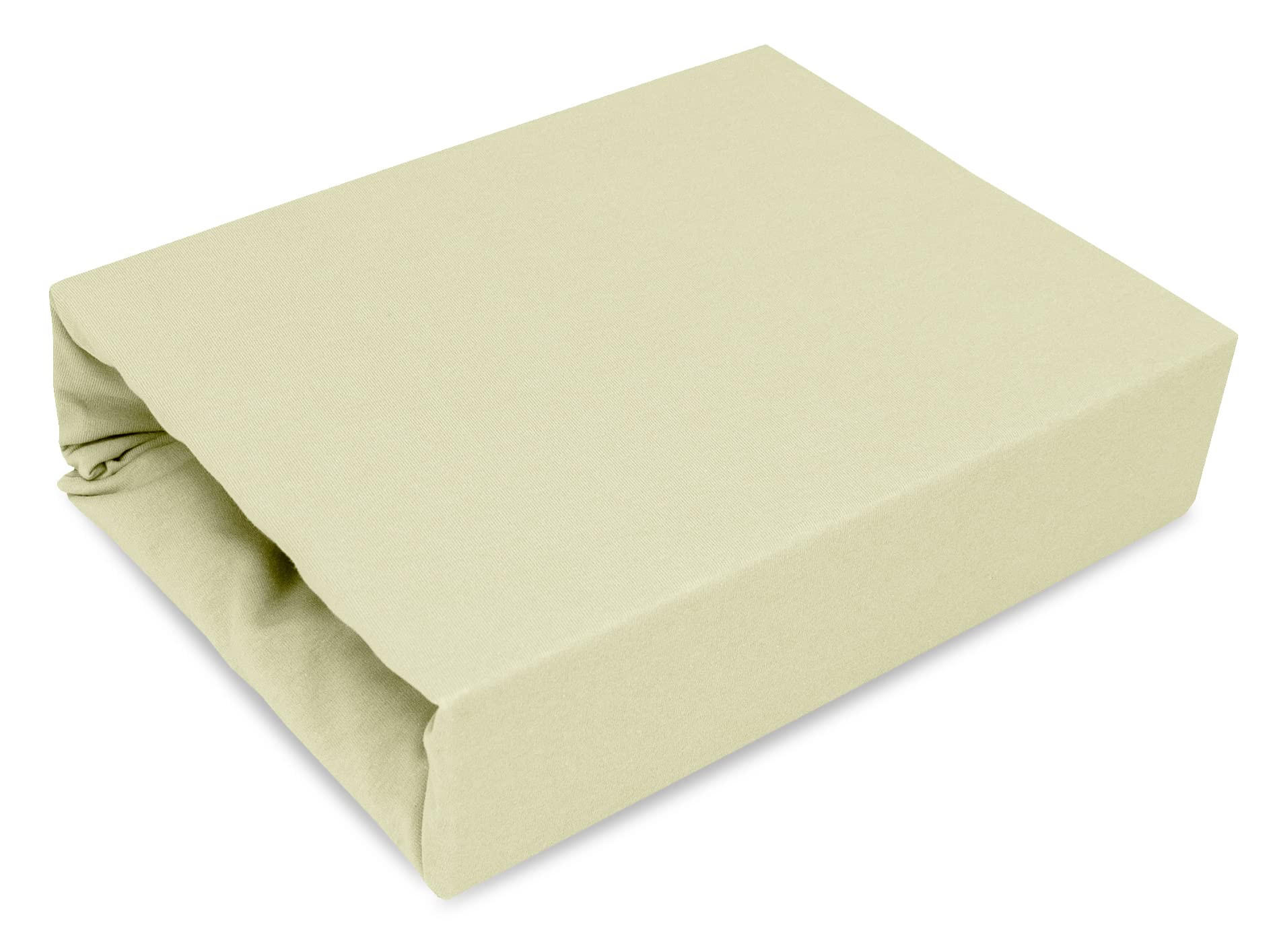 SPANNBETTLAKEN 90/200 cm, Jersey Elastisch 100 % Baumwolle Creme - Creme, Textil (90/200cm) - Best For Home
