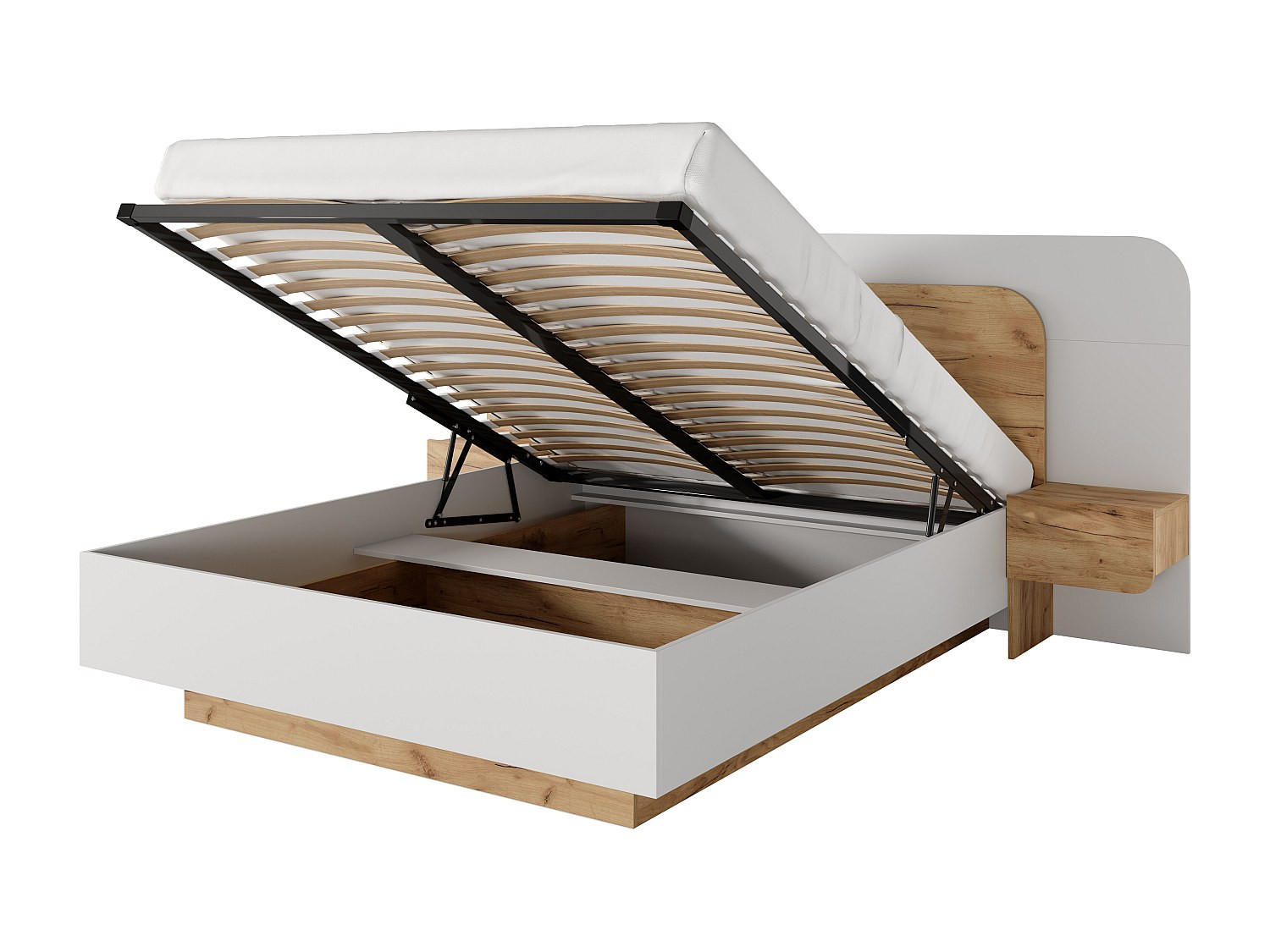 BETT mit Bettkasten - 2 Personen - holz - naturfarben hell, weiß Desado - Naturfarben/Weiß, Holz (160/200cm) - Vente-Unique