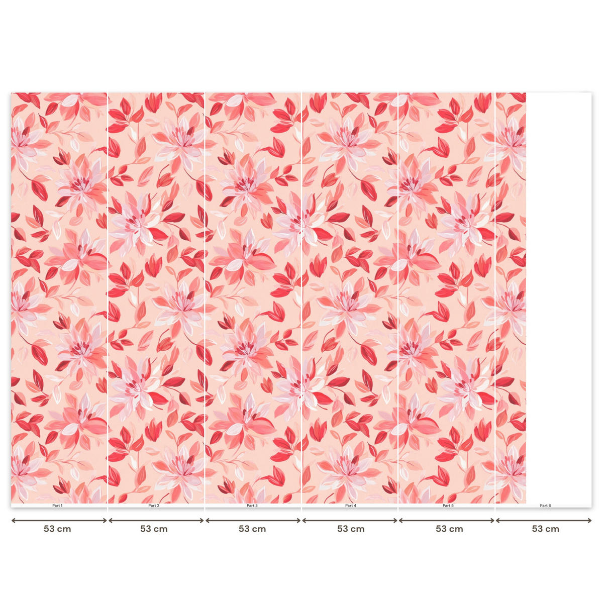 TAPETE - Botanisch - Blumen - Rot - 280x220 cm - Koralle, Papier (280/220cm) - OnlyWow