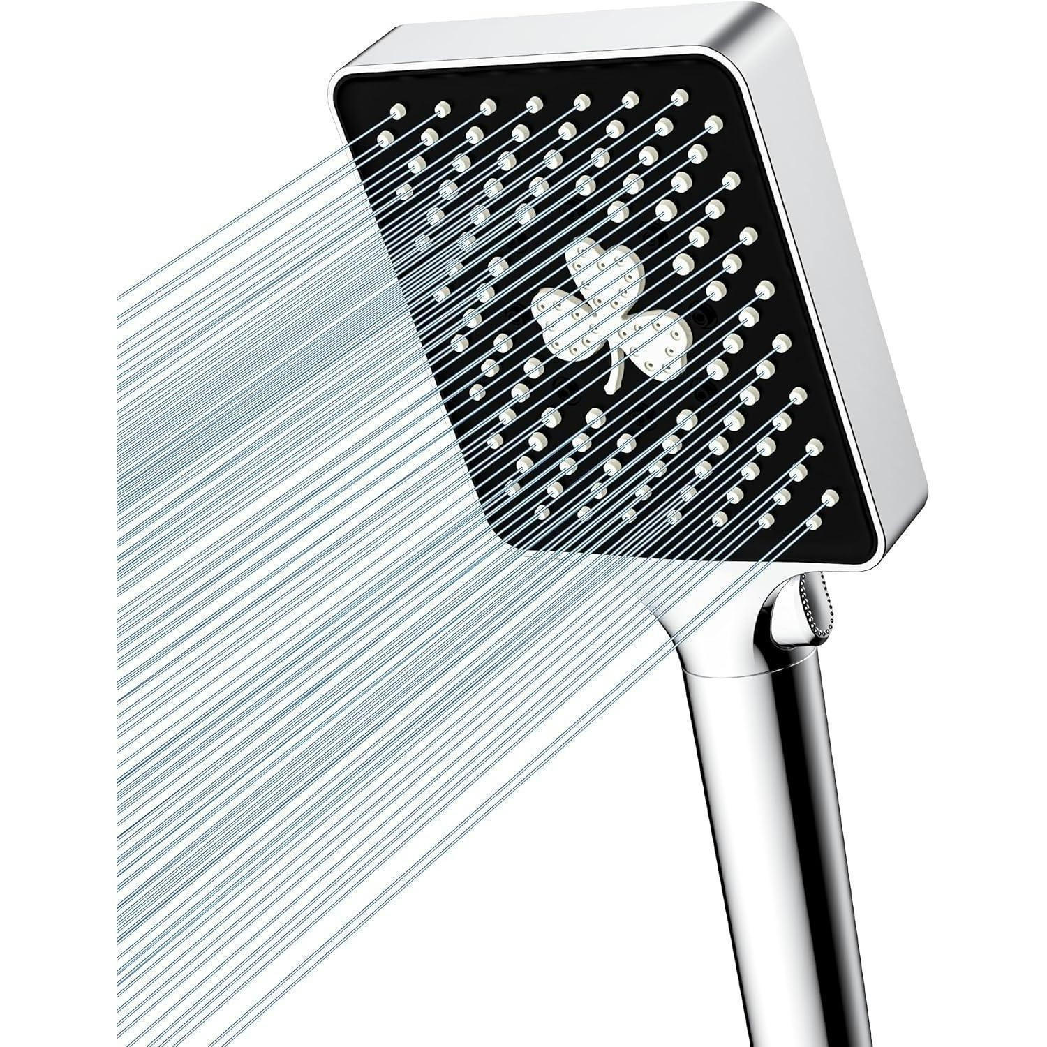 HANDBRAUSE mit 6 Strahlarten Chrom/Schwarz - Silberfarben, Metall (12/12.7/26cm)