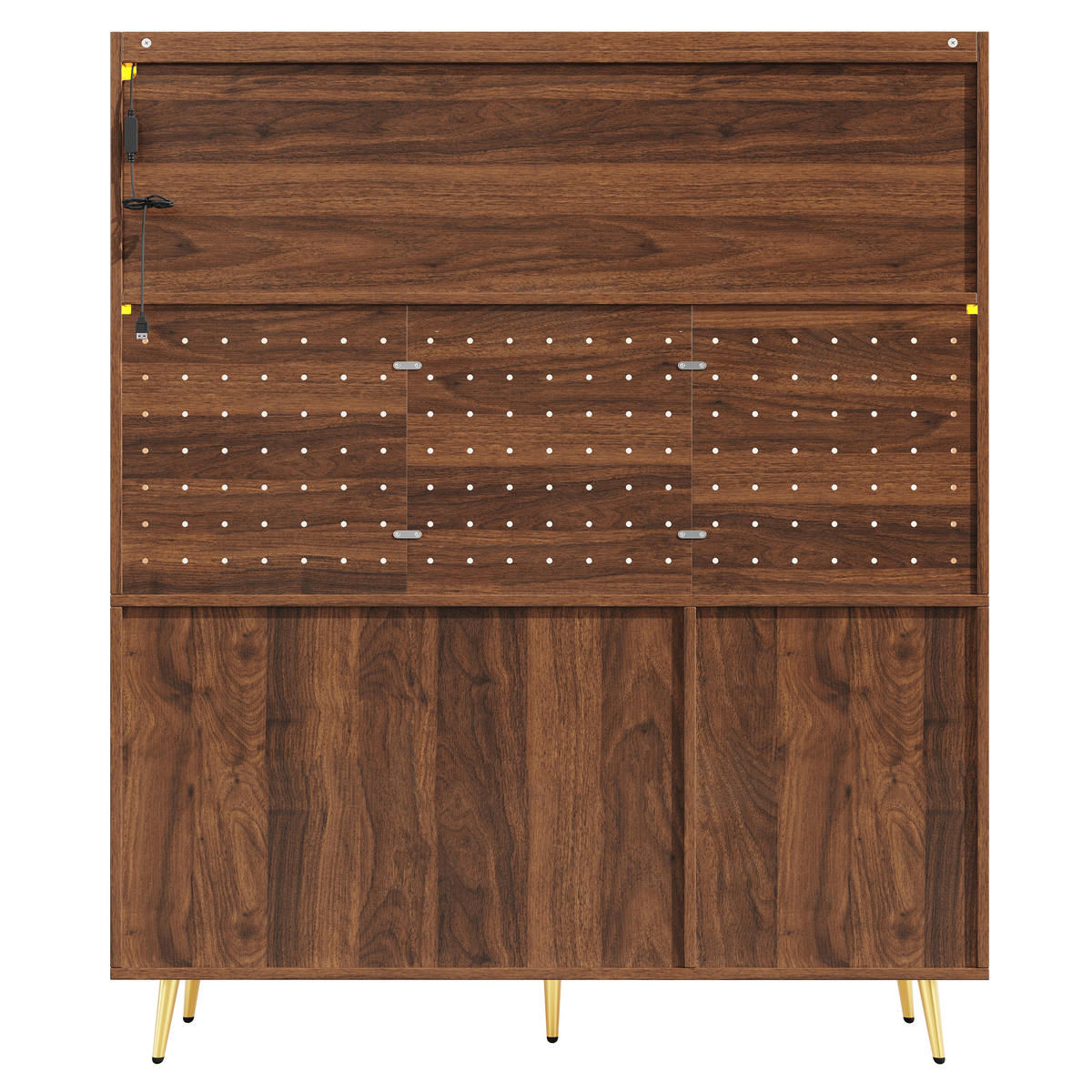 GESCHIRRSCHRANK aus MDF 145x39x171cm in Braun mit LED-Lichtleiste - Braun, Holzwerkstoff (145/171/39cm) - Modfu