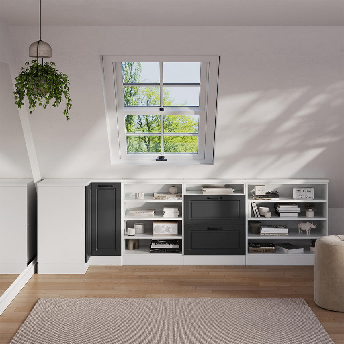 DACHSCHRÄGENSCHRANK ECKSCHRANK Rion Anthrazit Landhaus/Weiß 75.6 x 81.6 cm mit 1 Tür - Anthrazit/Weiß, Holzwerkstoff (75.6/81.6/75.6cm) - Vicco