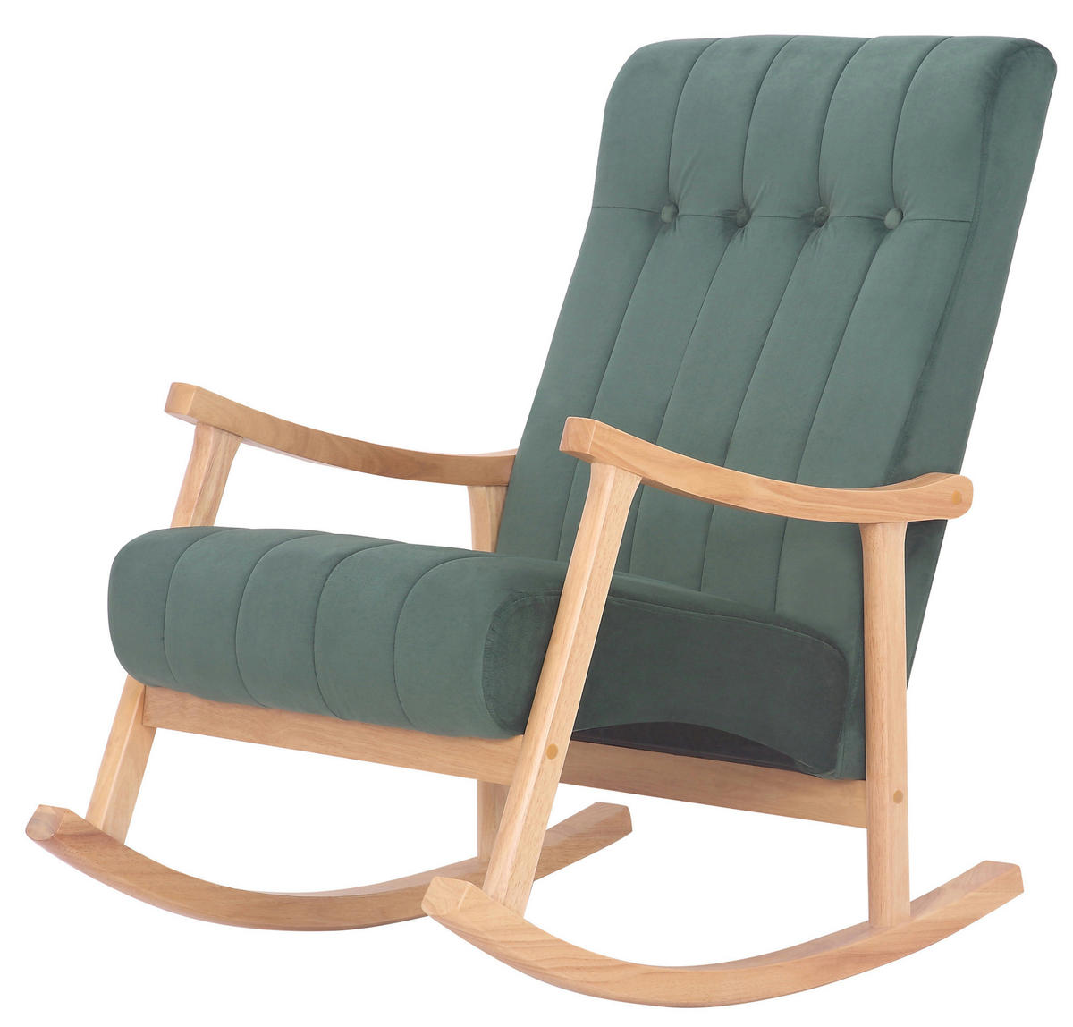 SCHAUKELSTUHL Sarti Samt, Gestell Kautschukholz natur Natura/Grün - Naturfarben/Grün, Holz/Textil (62/98/92cm) - TPFLiving
