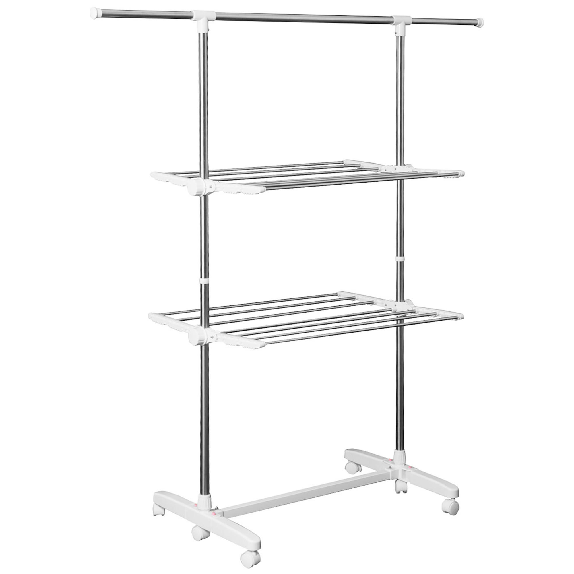 TORKSTÄLL av plast och rostfritt stål, vit 154/55/136.5 cm
