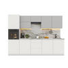 KÜCHENZEILE 300 cm Glanzia – KU-S02 – Weiß / Grau – Hochglanz - Weiß Hochglanz, Holzwerkstoff (300/212/60cm)