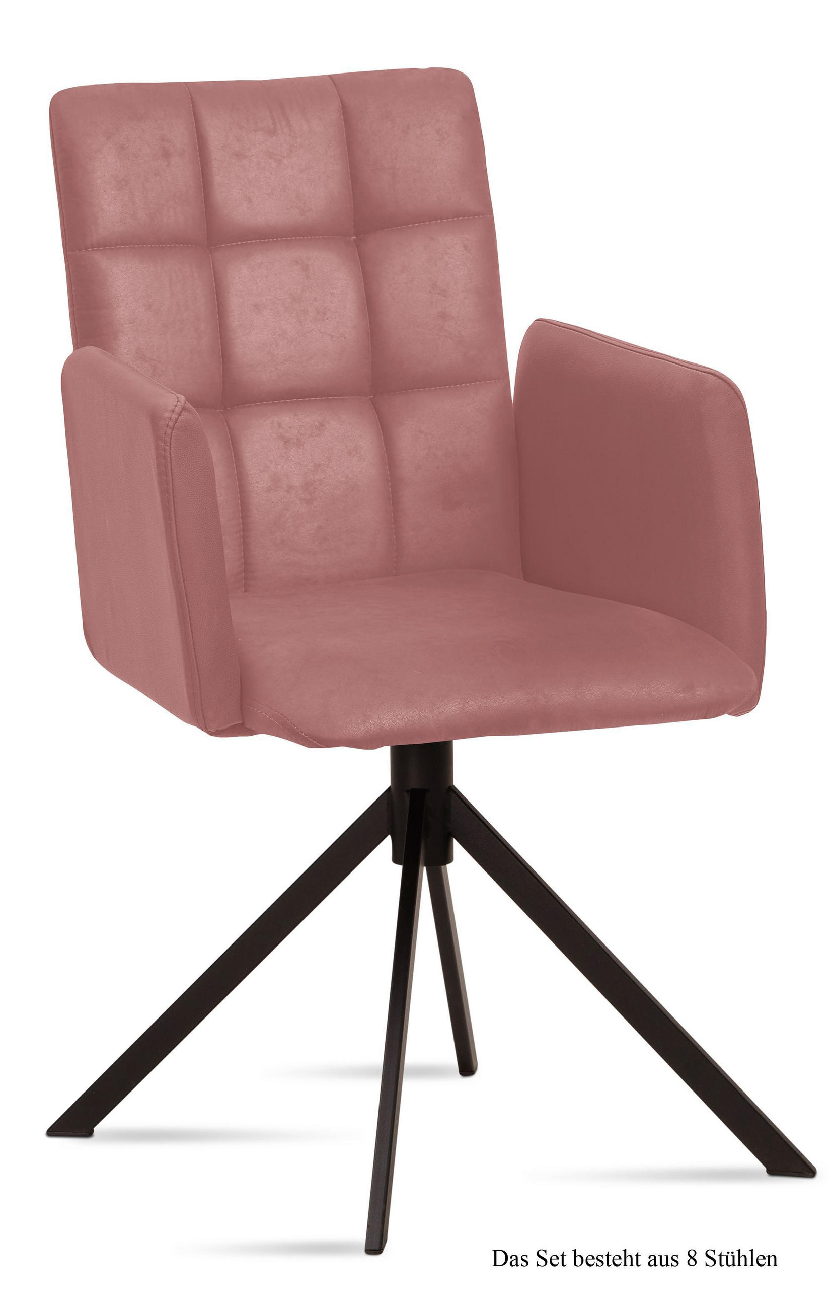 ARMLEHNSTUHL (8er-Set) Drusi 52x91x60 Schwarz/Rosewood - Dunkelrosa/Schwarz, Kunststoff (60/91/52cm) - 58aufmkessel