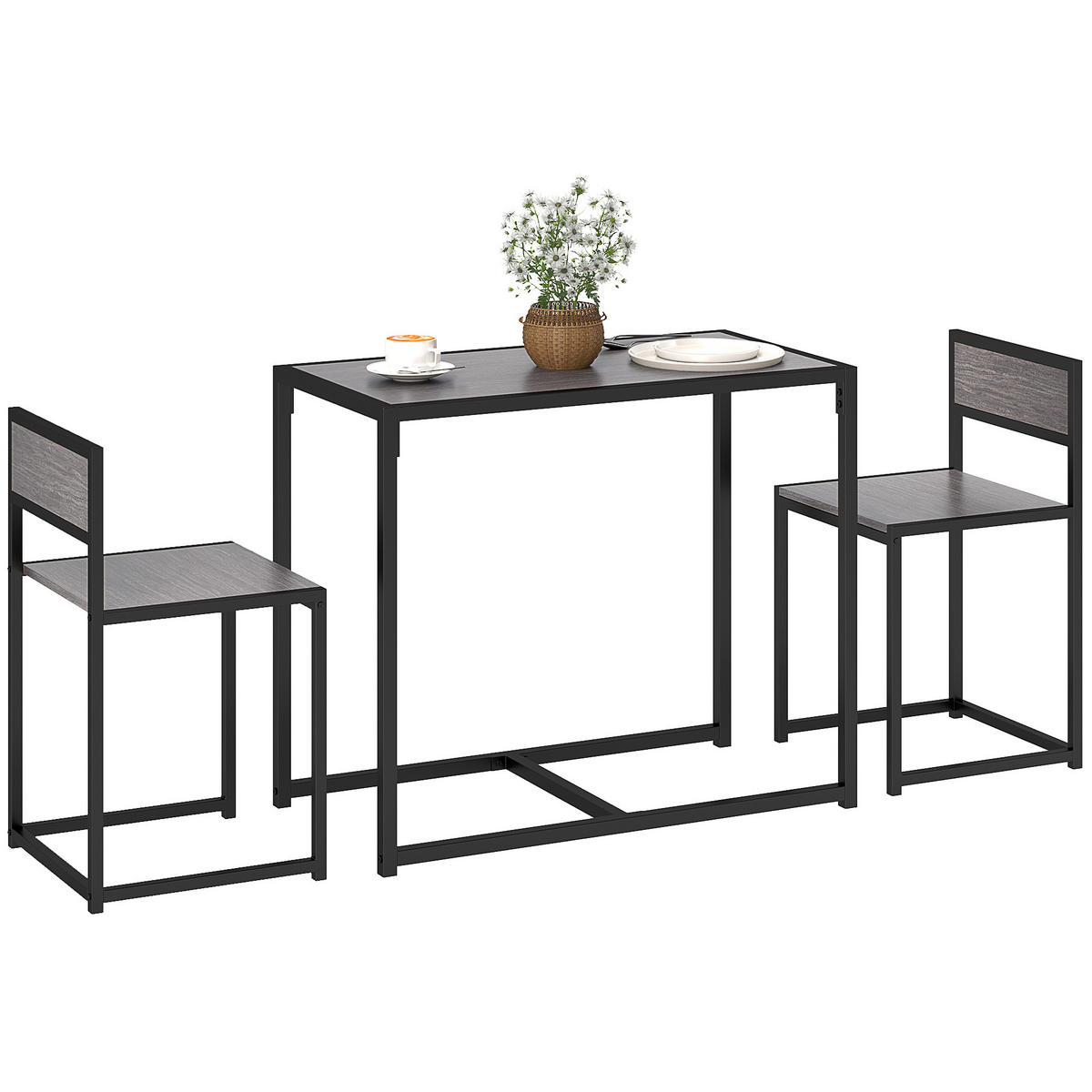 BARTISCH-SET, 3-teilig 90×47×76cm, grau - Grau, Holzwerkstoff (47/76/90cm) - Vallsero