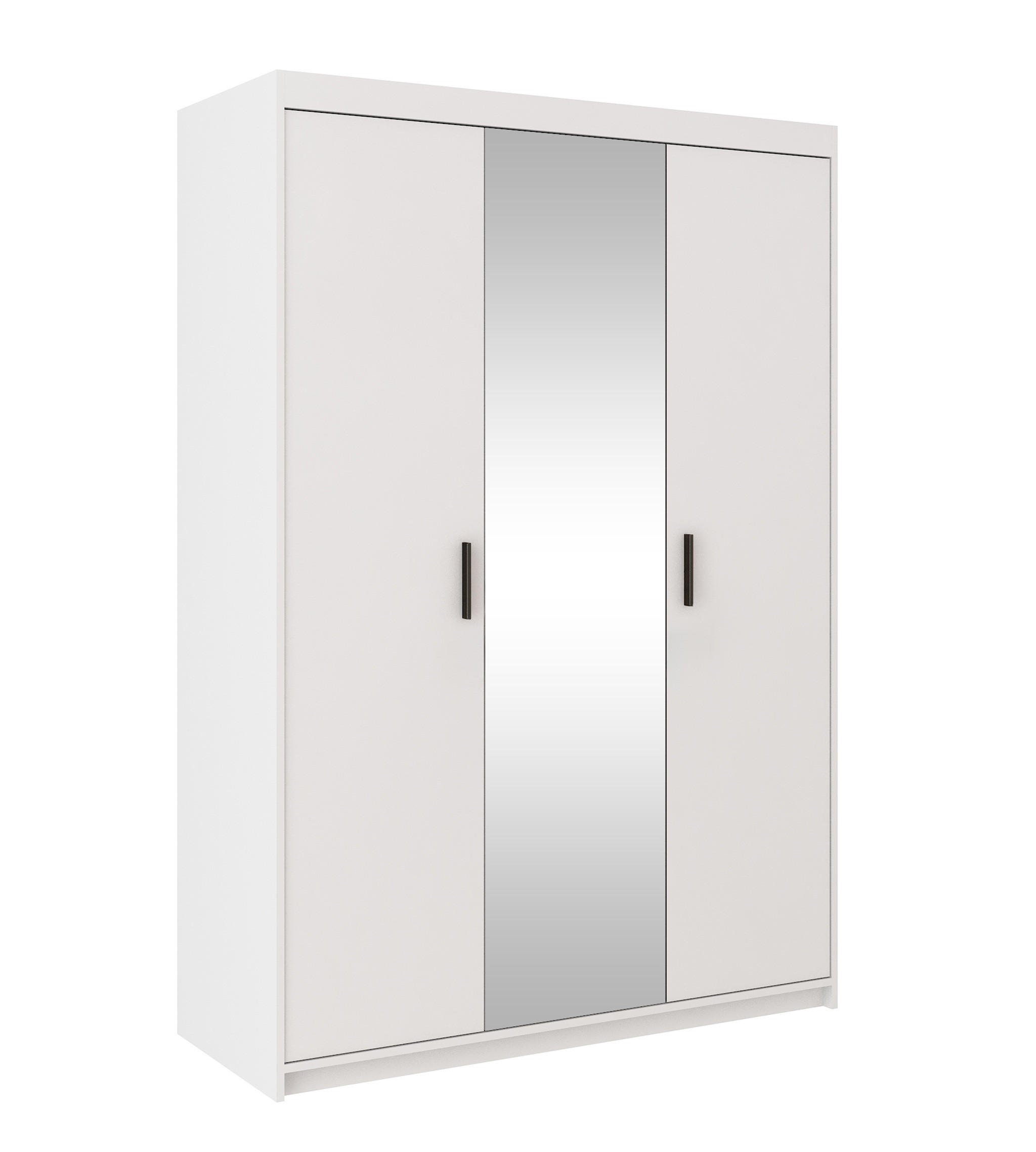 KLEIDERSCHRANK Storicos Weiß 133/190,5/53 cm - Modern mit Spiegel 3-türig - Weiß, Holzwerkstoff/Kunststoff (133/190.6/53cm) - AX Living