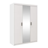 KLEIDERSCHRANK Storicos Weiß 133/190,5/53 cm - Modern mit Spiegel 3-türig - Weiß, Holzwerkstoff/Kunststoff (133/190.6/53cm) - AX Living