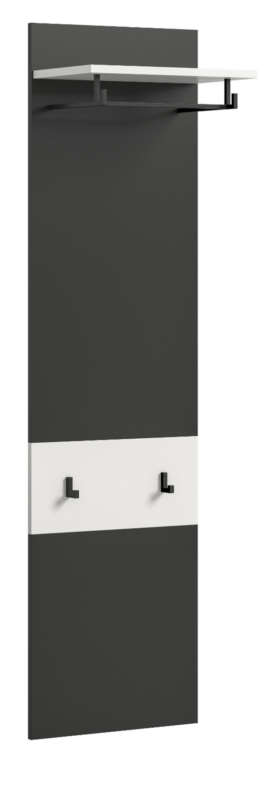 GARDEROBENPANEEL in grau, weiß, Wandgarderobe 45 x 165 cm, Cooper - Weiß/Grau, Holzwerkstoff/Metall (45/165/29cm) - Inn.Furn