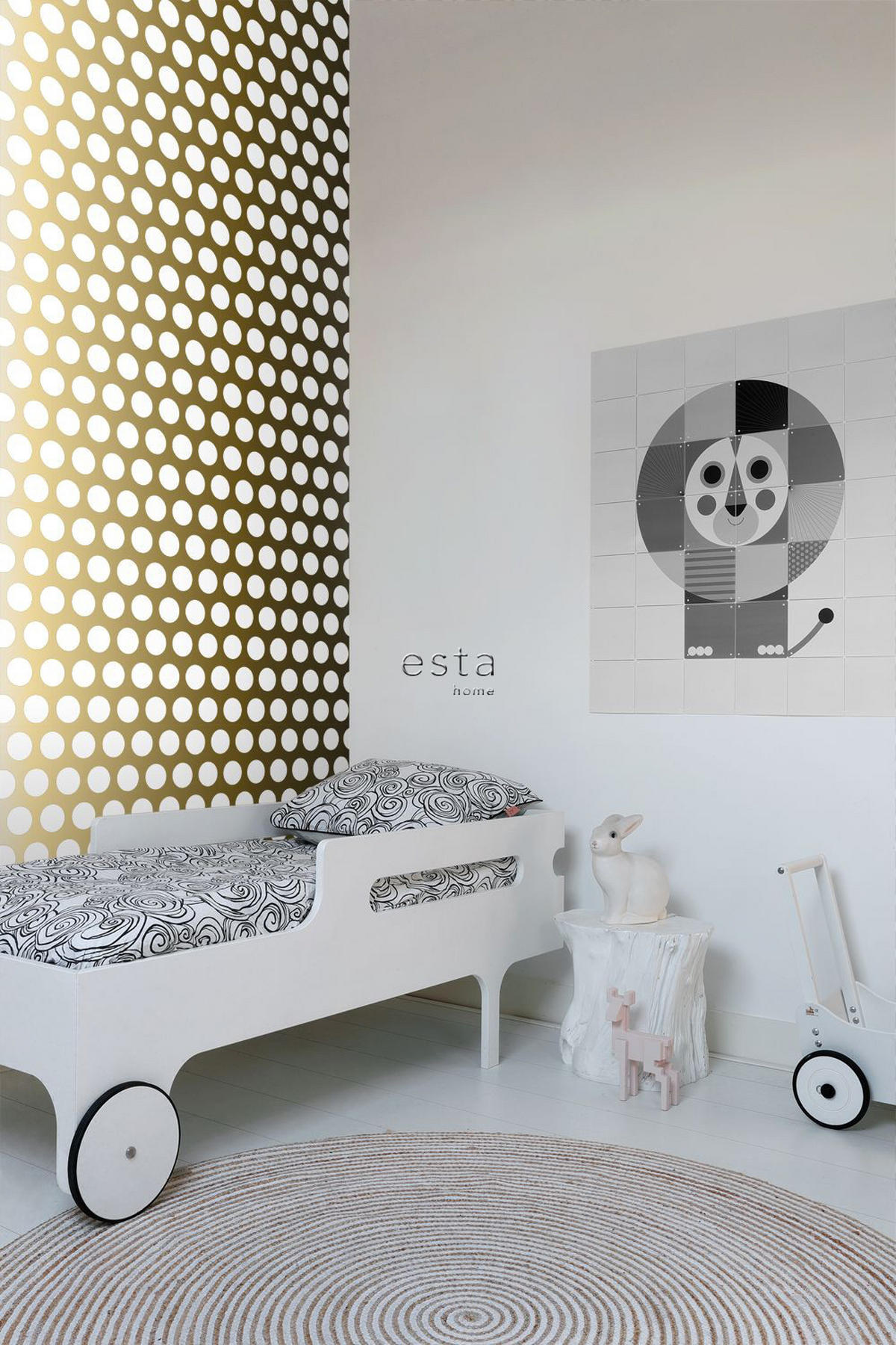 TAPETE große Punkte 53 cm x 10.05 m - Goldfarben, Papier (53/0.1cm) - ESTAhome