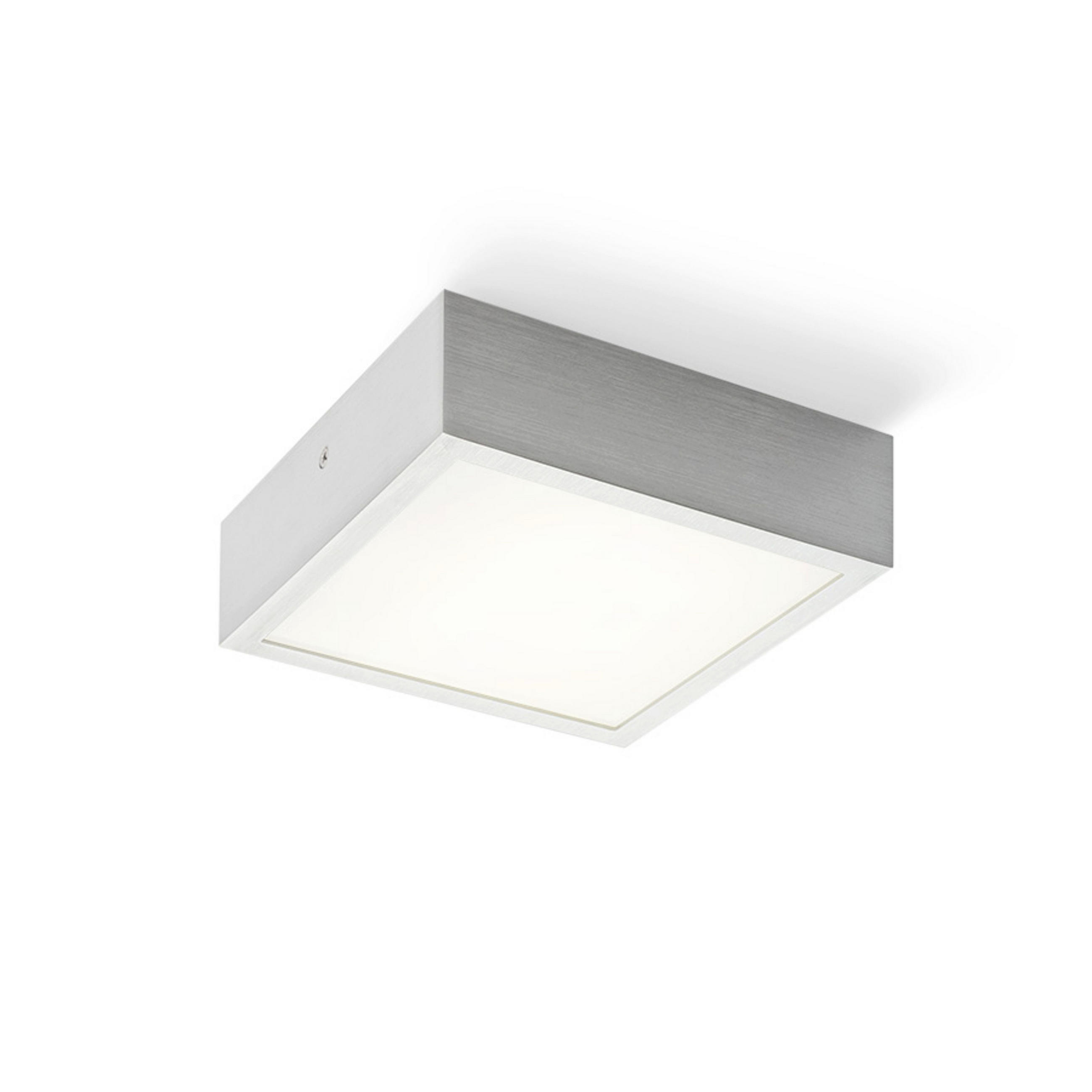 DECKENLEUCHTE STRUCTURAL LED 20x20 gebürstetes Aluminium 12 W - Silberfarben, Metall (20/20/6cm) - Rendl