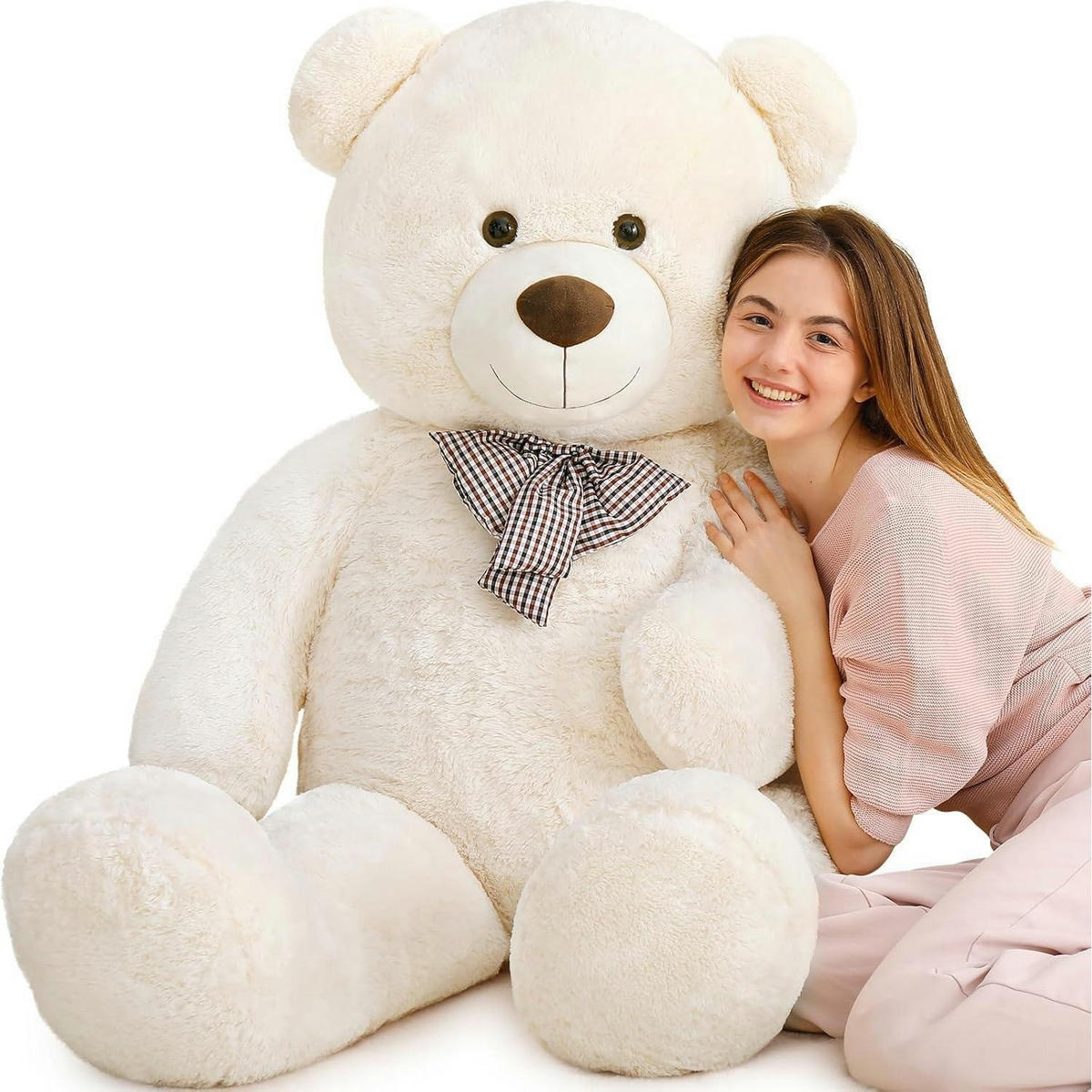 XXXL Kuscheltier Plüschbär 140 cm Beige - Weiß, Fell (90/140cm)