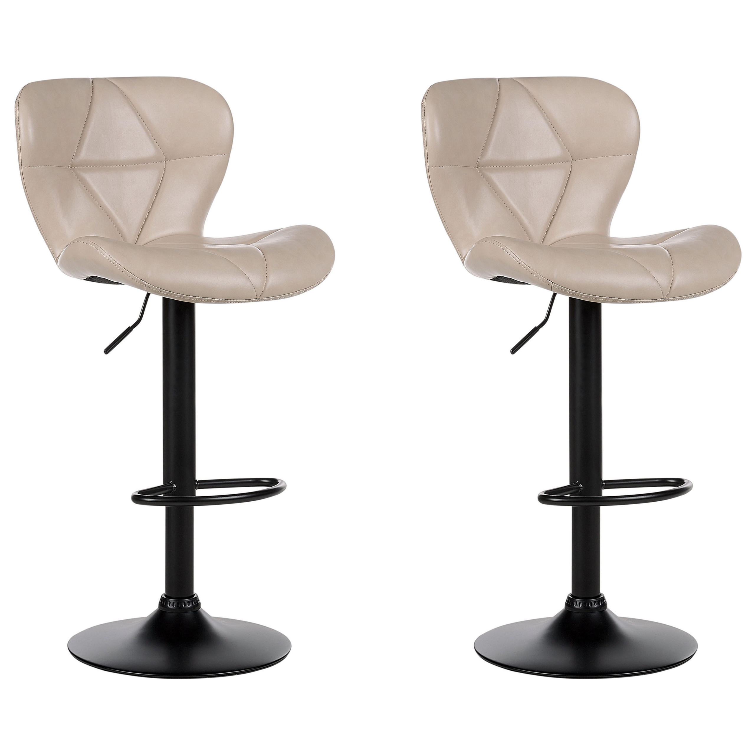 BARHOCKER 2er-Set Kunstleder hellbeige/schwarz höhenverstellbar Valetta - Beige/Schwarz, Kunststoff (46/51cm) - Beliani
