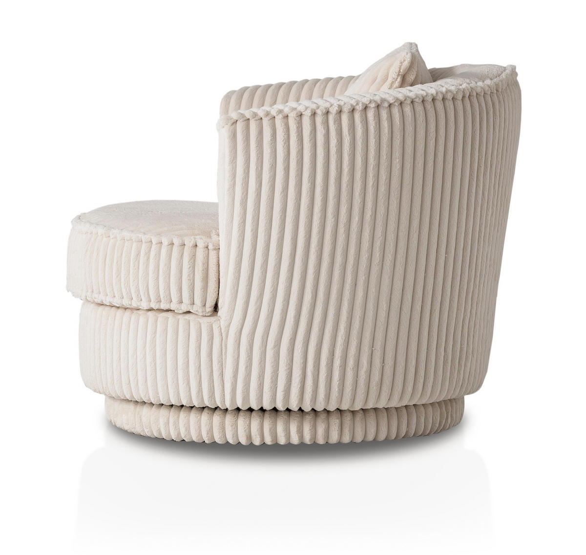 BIG-SESSEL Mega Cord creme wollweiß Ø 95 cm 360° drehbar, inklusive Kissen - Creme/Weiß, Holz/Holzwerkstoff (95/77/95cm) - Furn.Design