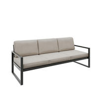 GARTENSOFA 3 Sitzer Madera 216x80cm, schwarz, ecru - Ecru/Schwarz, Kunststoff/Metall (216/86/80cm) - Margaret Hadas24