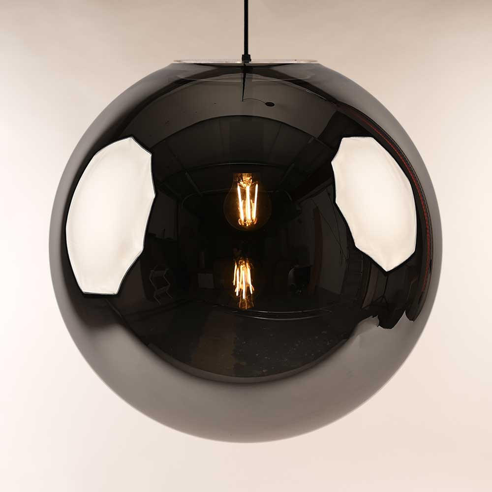PENDELLEUCHTE Orb Schwarz/Rauch Ø 50cm - Schwarz/Grau, Glas (50/50/50cm) - s.luce