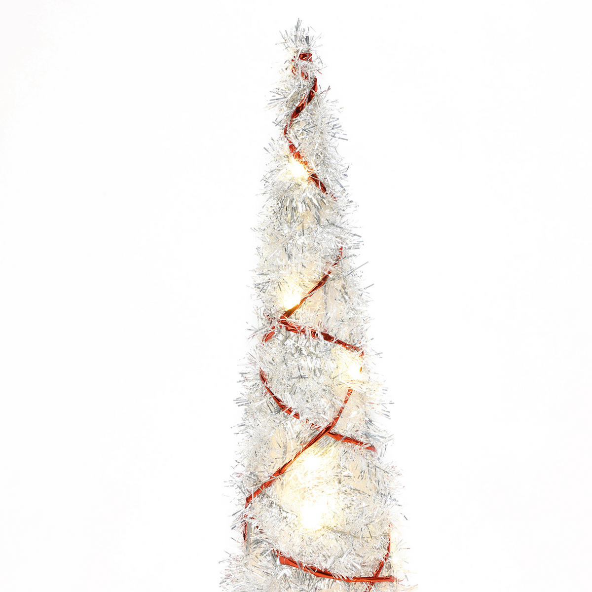 WEIHNACHTSBAUM Beleuchtet HTHD0270 - Silberfarben/Rot, Kunststoff/Metall (20/80/20cm) - Hometopia