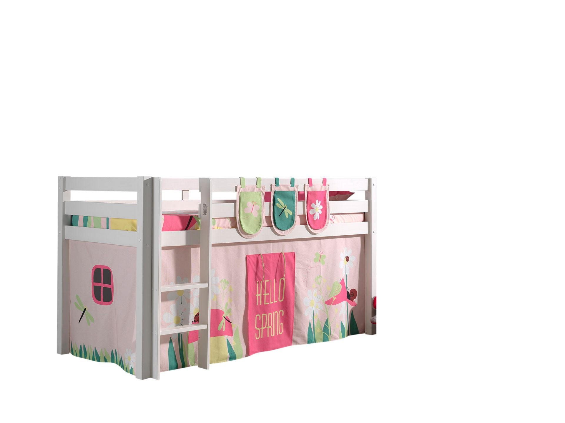 KINDERBETT Karolina 210x114x106 Massivholz Weiß Textilset Spring 3 - Hellrosa/Weiß, Holz (90/200cm) - 58aufmkessel
