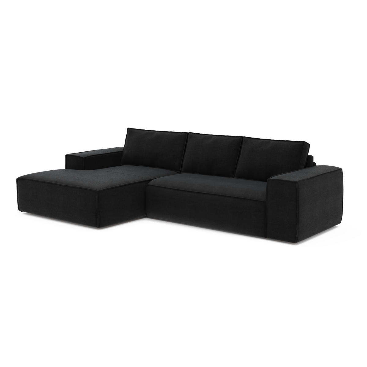 ECKSOFA LINKS Samt Dunkles Anthrazit 302cm - Anthrazit, Textil (165/302cm) - Sia Home