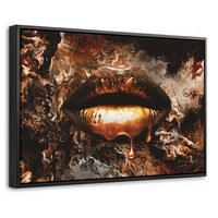 LEINWAND Bilder mit Rahmen - Gold - Lippen - Kunst - Gold - Luxus - Abstrakt - 30x20 - Kupferfarben, Textil (30/20cm) - MuchoWow