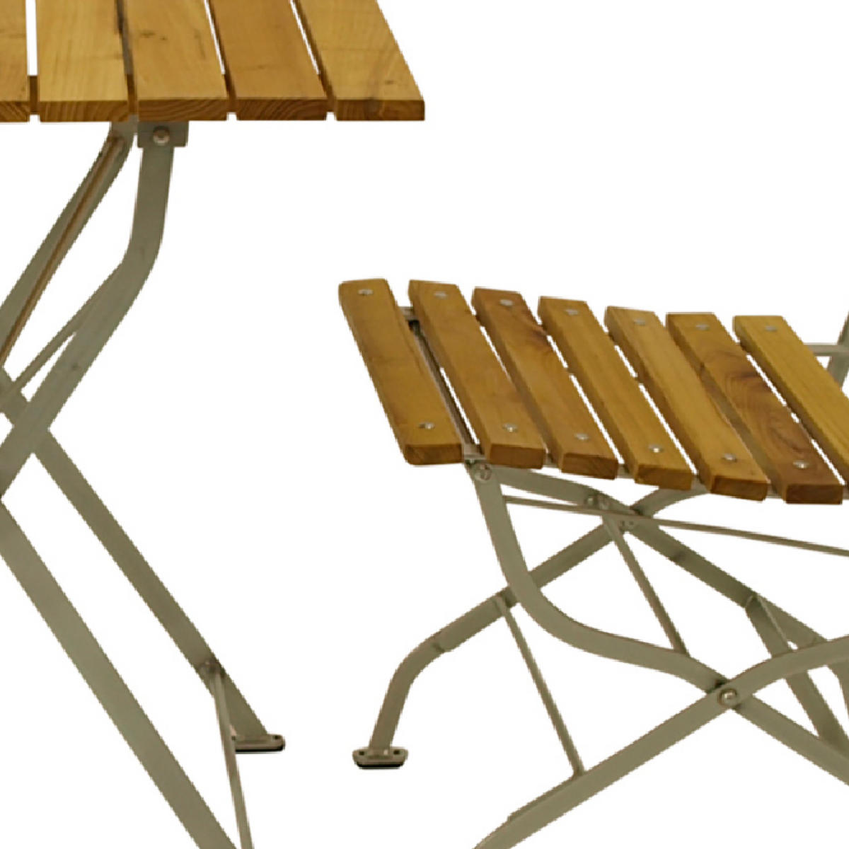 BISTRO Set Genf - Gartenmöbel Garten-Garnitur 3-teilig, Sitzgruppe für 2 Personen - Flachstahl verzinkt hellgrau - Robinienholz - Grau, Holz - TPFGarden