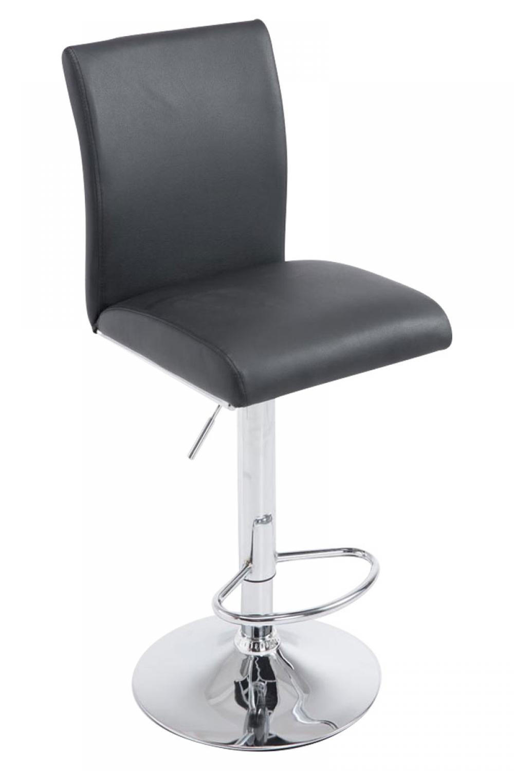 BARHOCKER Lederlook schwarz - Chromfarben/Schwarz, Textil/Metall (38.5/95/47cm) - CLP