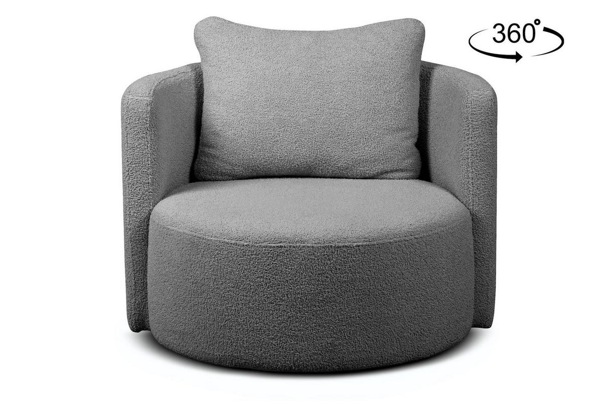DREHSESSEL RAGGI 360° Drehfunktion mit inklusive dekorativem Kissen, dunkelgrau - Dunkelgrau, Textil (92/75/94cm) - KONSIMO®