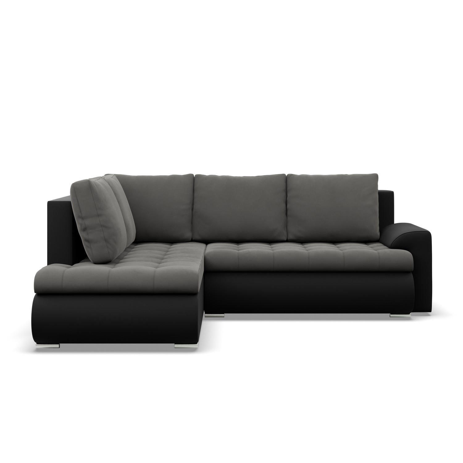 ECKSOFA LINKS MIT SCHLAFFUNKTION FORESTA, Dunkelgrau + Schwarz - Dunkelgrau/Schwarz, Textil (230/200cm) - Mebligo