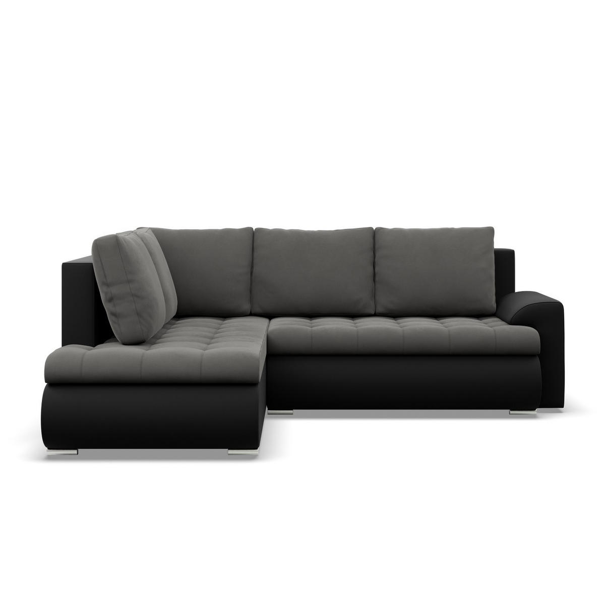 ECKSOFA LINKS MIT SCHLAFFUNKTION FORESTA, Dunkelgrau + Schwarz - Dunkelgrau/Schwarz, Textil (230/200cm) - Mebligo
