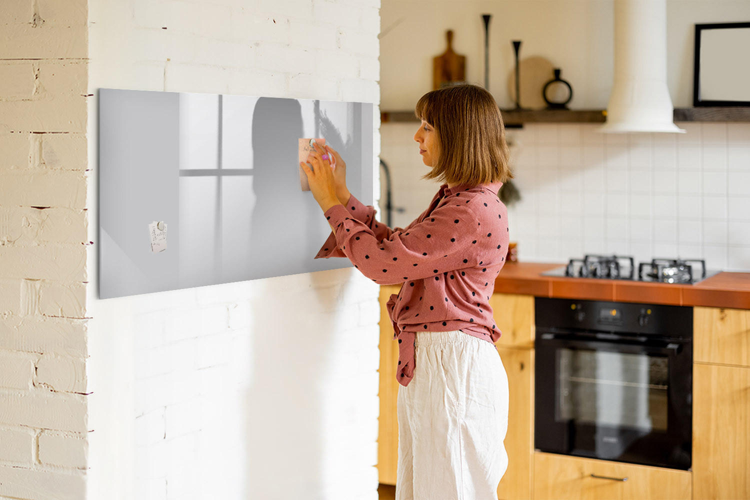 MAGNETTAFEL 120x60 Hellgrau schwarzer Marker - Hellgrau, Glas (120/0.4/60cm) - TULUP