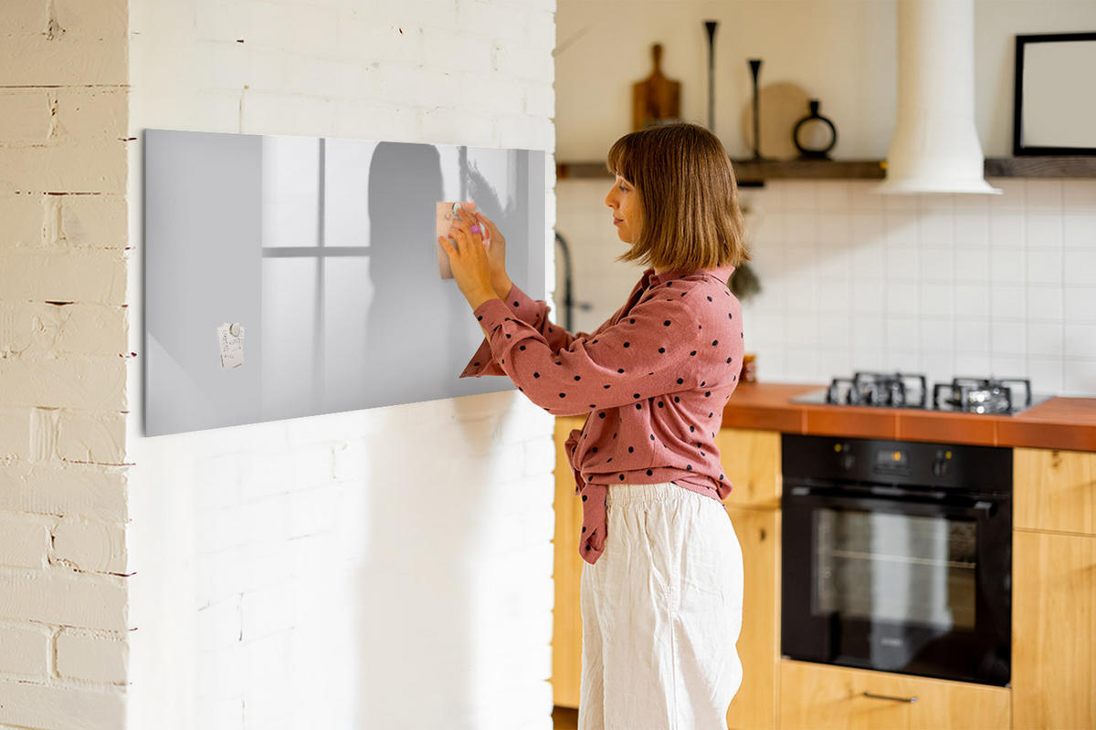 MAGNETTAFEL 120x60 Hellgrau schwarzer Marker - Hellgrau, Glas (120/0.4/60cm) - TULUP