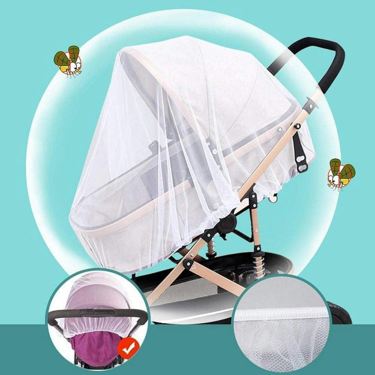 MOSKITONETZ Kinderwagen Universal Insektenschutz Weiß - Weiß, Textil