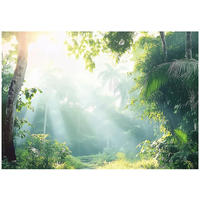 FOTOTAPETE Wald Bäume Natur Vlies Tapete Wohnzimmer 150x105 - Grün, Papier (150/105cm) - Wallarena