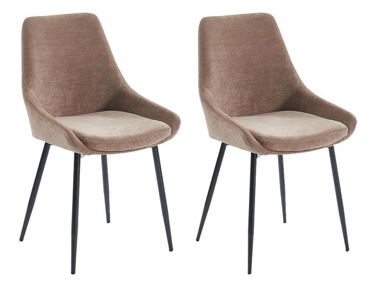STUHL 2er-Set - Stoff - Braun - MASURIE - Braun, Textil (56/85.5/49cm) - Vente-Unique