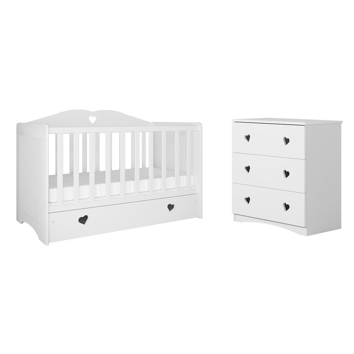 BABYZIMMER 2-teilig Weiß - Weiß, Holzwerkstoff (66/103/124cm) - Petits-meubles