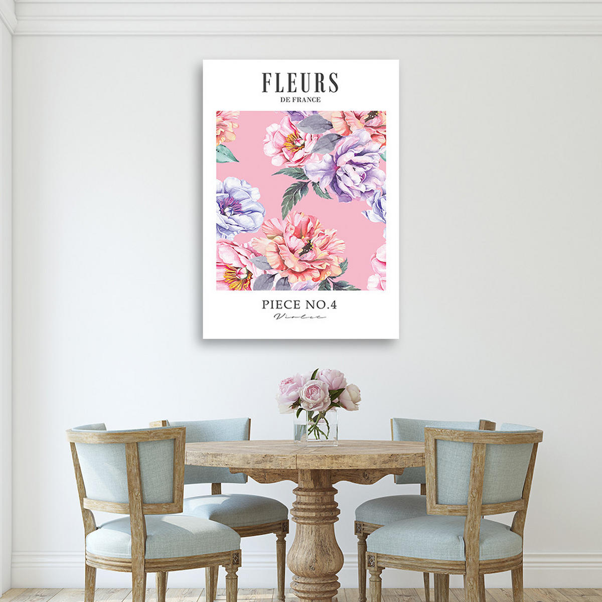 WANDBILD shabby chic bunte pfingstrosenblüten - Pink, Textil (40/60cm) - Feeby