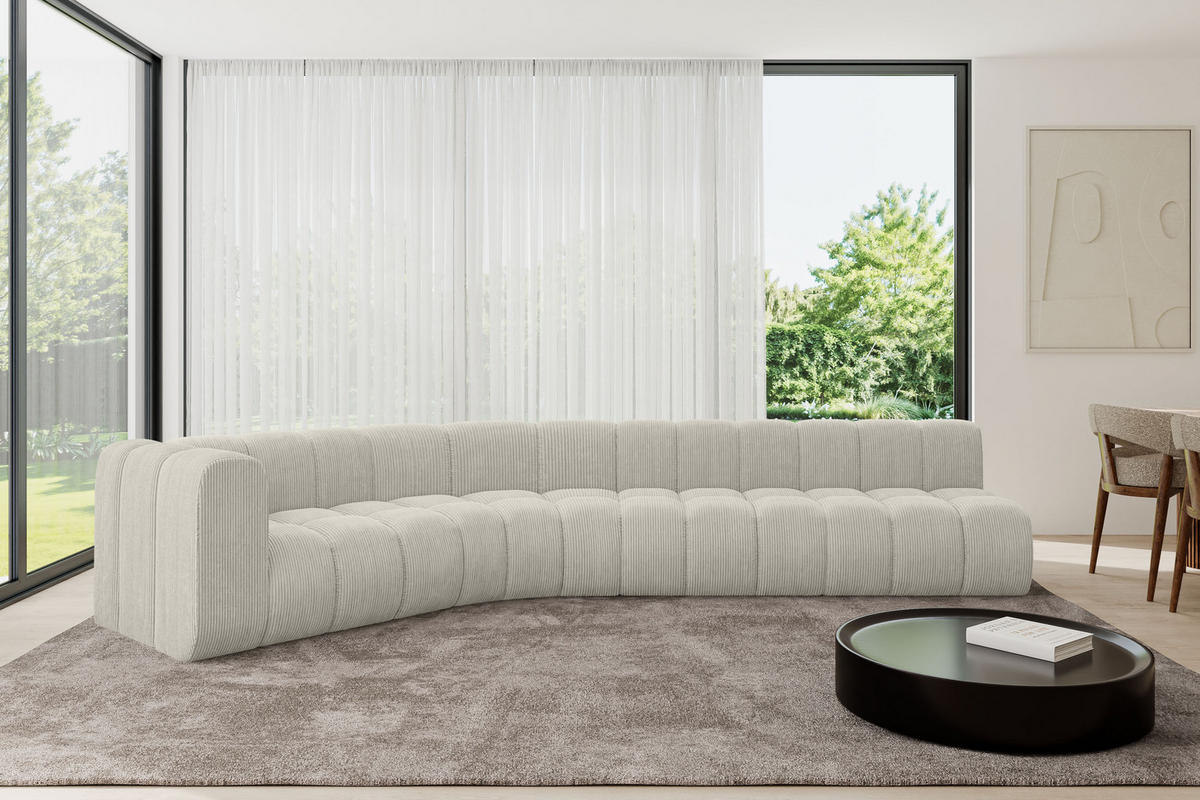 ECKSOFA modulares Sofa Karex-L2 - 399x194x70 cm Creme - Hellgrau/Creme, Holzwerkstoff/Textil (399/194cm) - ALTDECOR