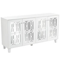 SIDEBOARD 160cm Weiß Spiegel 4 Türen Kristallgriffe modern - Weiß, Holzwerkstoff (40/84/160cm) - FLIEKS