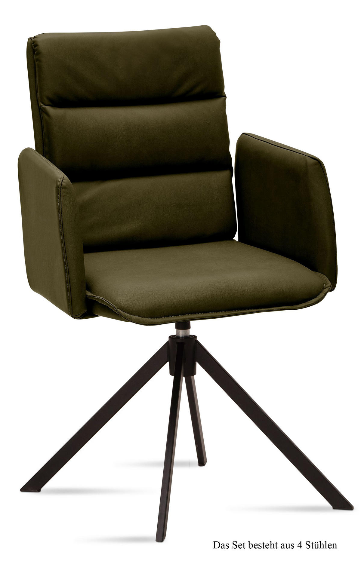 ARMLEHNSTUHL drehbar (4er-Set) Delila 52x92x60 Schwarz/Khaki - Dunkelgrün/Schwarz, Kunststoff (60/92/52cm) - 58aufmkessel