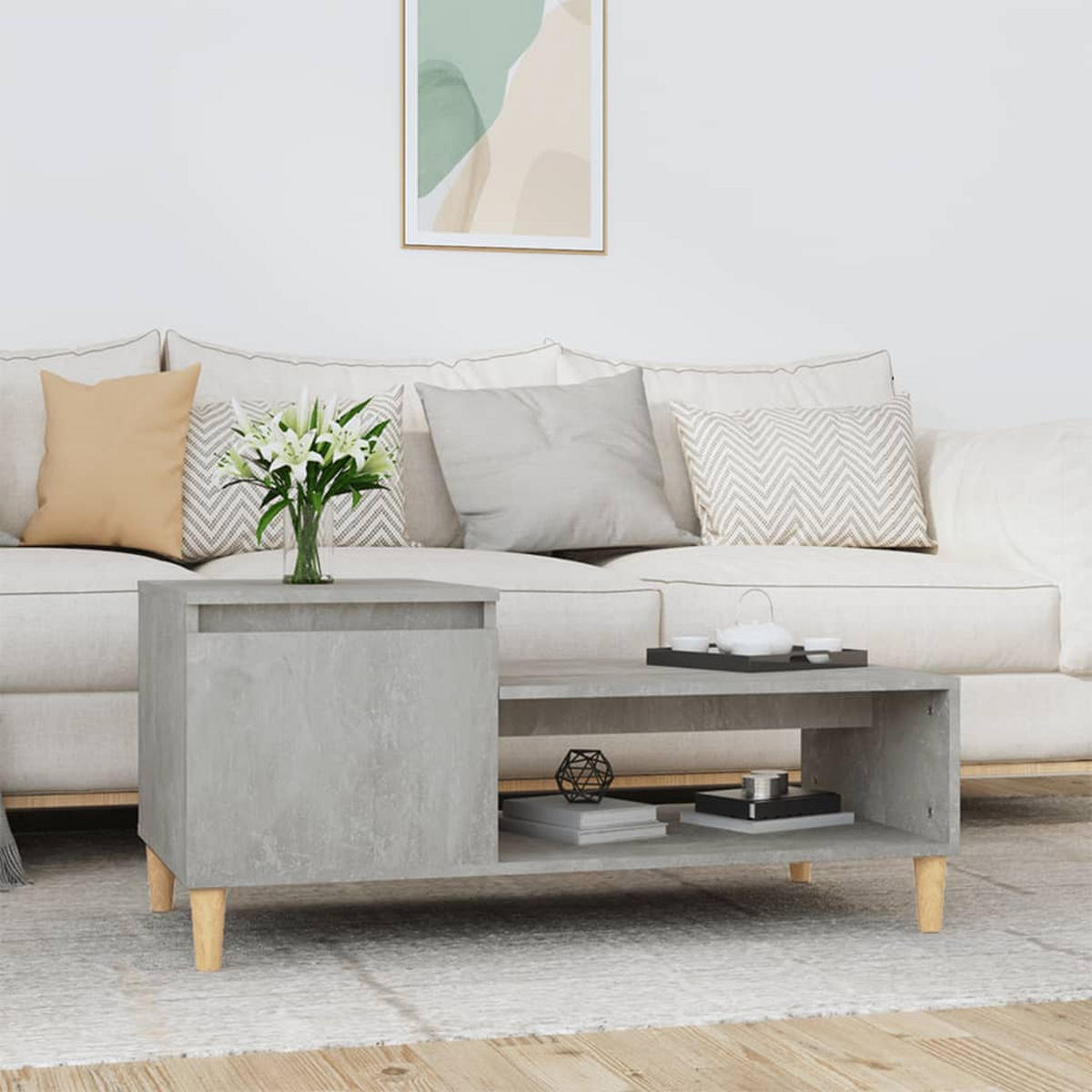 COUCHTISCH Betongrau 100x50x45 cm Holzwerkstoff - Grau, Holzwerkstoff (100/50/45cm) - furnicato