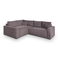ECKSOFA ERONIS L-S Lila Velours-Stoff mit Schlaffunktion - Lila, Holz (265/194cm) - MASSENO