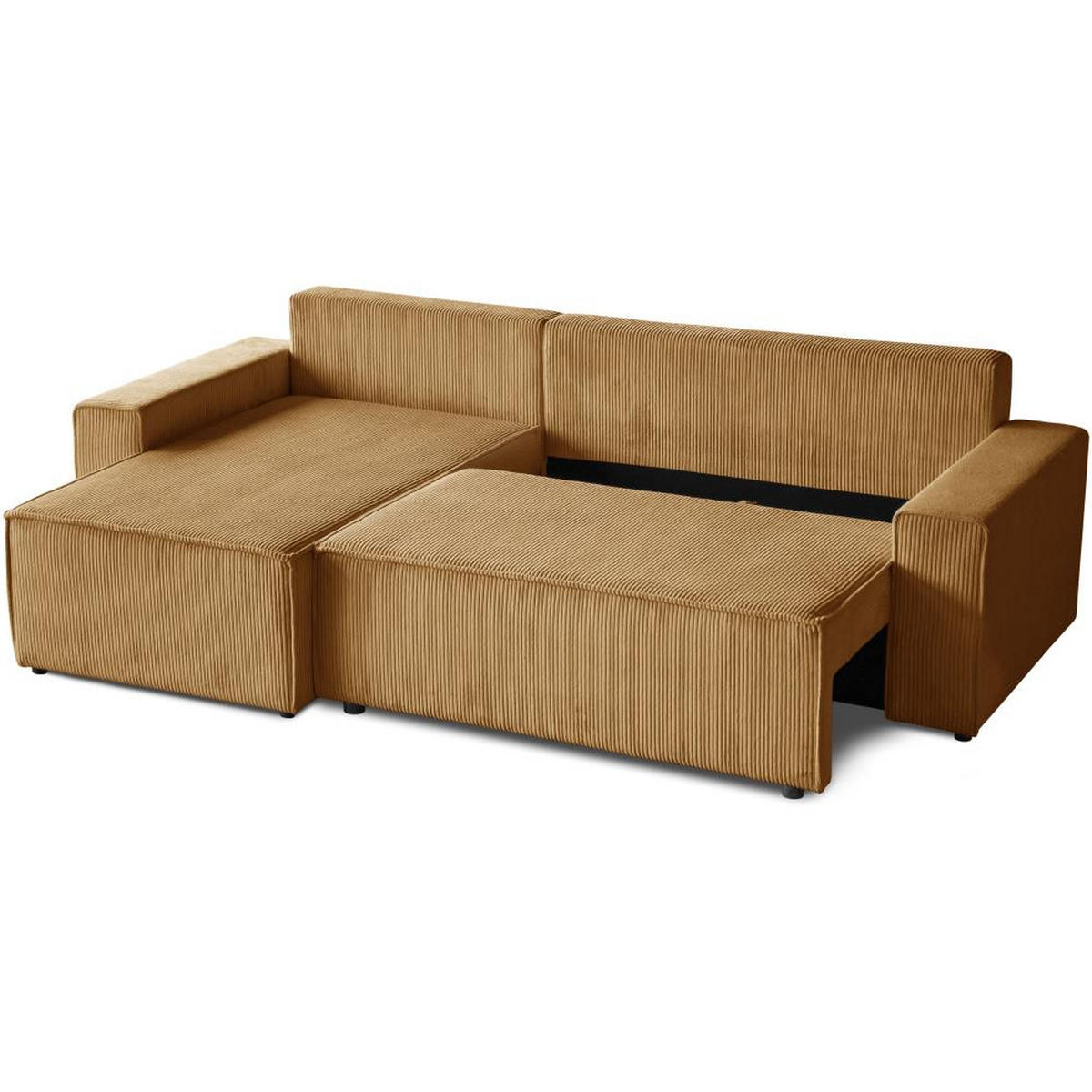 ECKSCHLAFSOFA mit Schlaffunktion Hektor senfgelb - Dunkelgelb/Schwarz, Kunststoff/Textil (277/152cm) - Beautysofa
