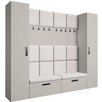 GARDEROBE Margaret XL 242/203/43 mit gepolsterten Paneelen und Schuhschrank - Kaschmir/Beige, Holzwerkstoff/Kunststoff (242/203/43cm) - Beautysofa