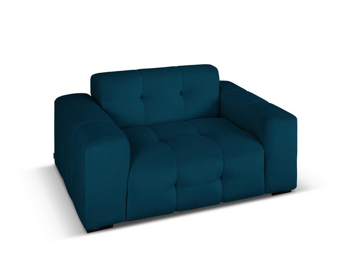 SOFA Kendal aus Samt marineblau 2 Sitzplätze - Blau, Textil (156/79/103cm) - Micadoni