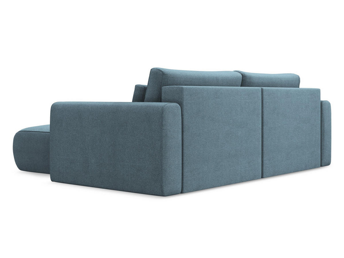 ECKSOFA mit Schlaffunktion Strukturstoff Stoff Blau - Blau/Schwarz, Kunststoff/Textil (240/149cm) - Makamii