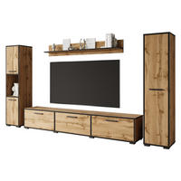 WOHNWAND Bogota XL - Schwarz/Braun, Holzwerkstoff/Kunststoff (180/30/31cm) - MIRJAN24