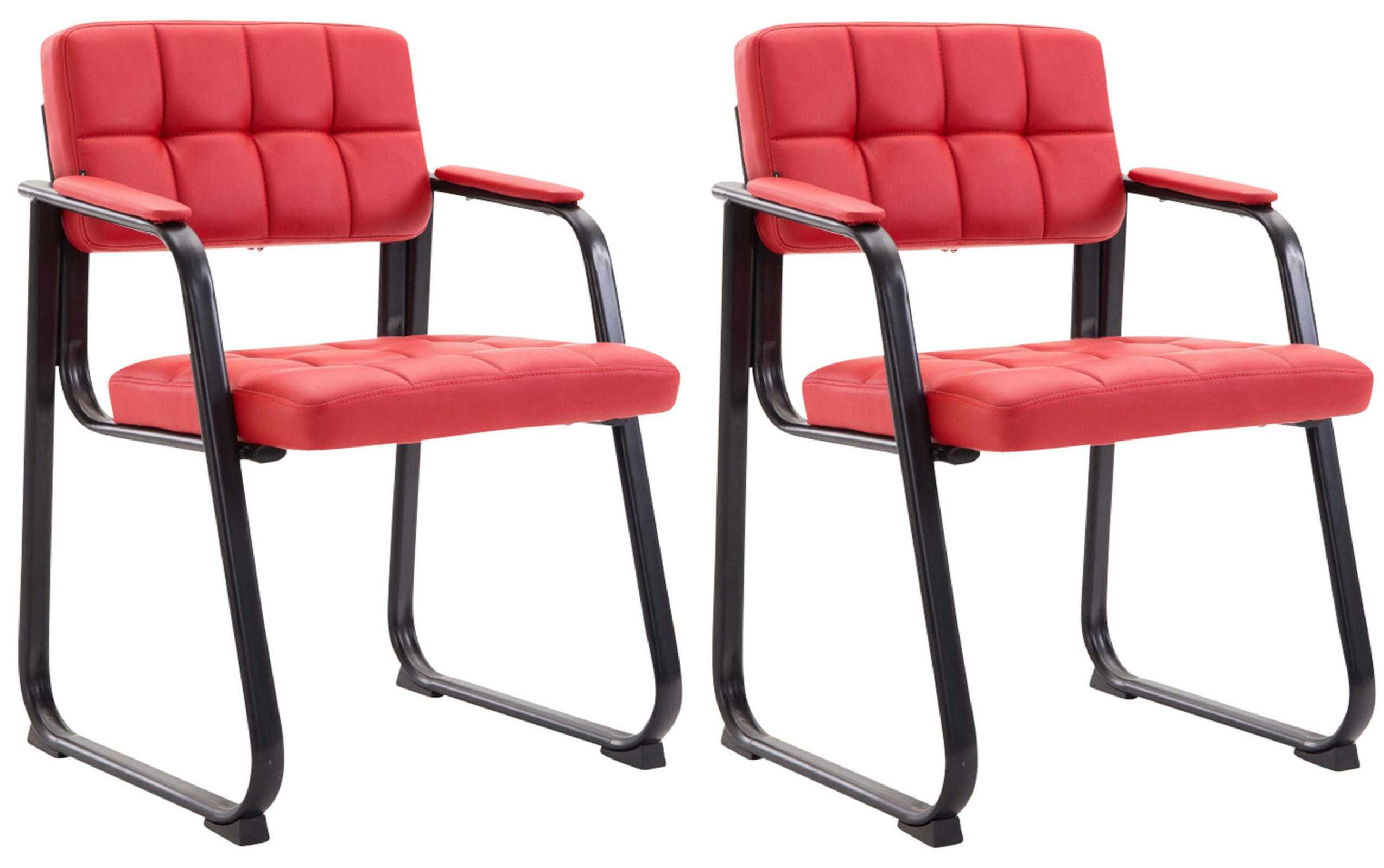 BESUCHERSTÜHLE Canam - 2er Set Kunstleder rot - Rot/Schwarz, Textil/Metall (59/84/58cm) - TPFLiving