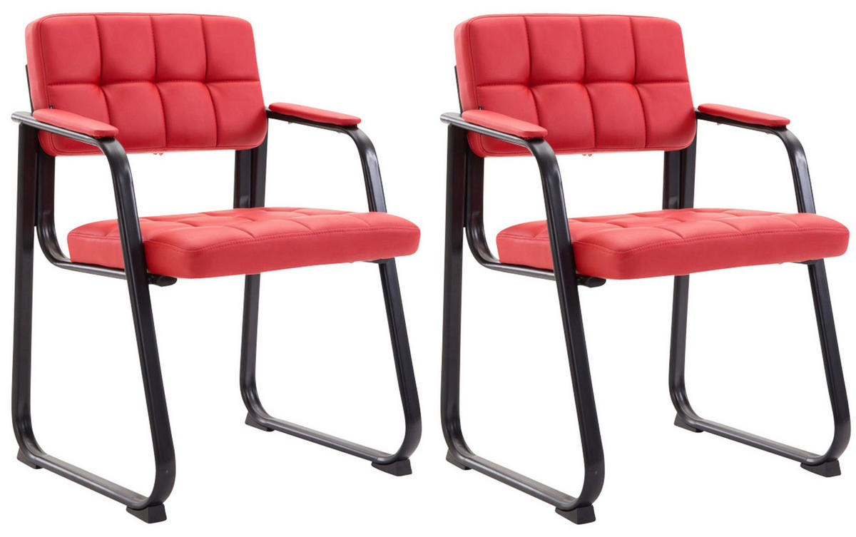 BESUCHERSTÜHLE Canam - 2er Set Kunstleder rot - Rot/Schwarz, Textil/Metall (59/84/58cm) - TPFLiving